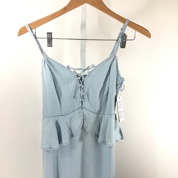 Guess High Low Chambray Tencel Lace Up Dress XS - Picture 7 of 7